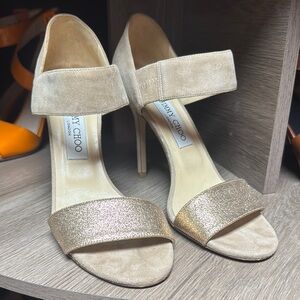 Jimmy Choo Gold and Tan Women's Heels